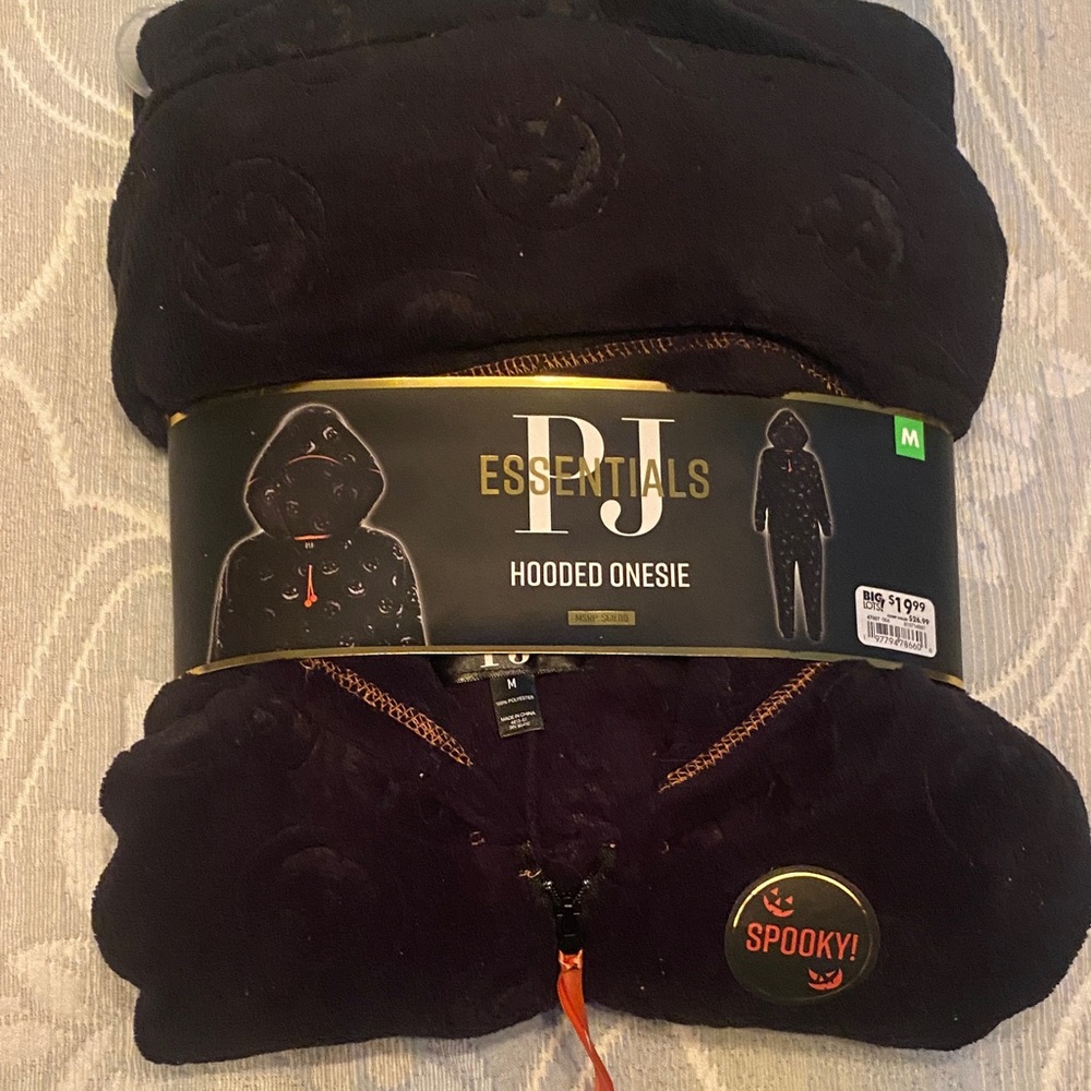 Black Hooded Onesie with Spooky Design